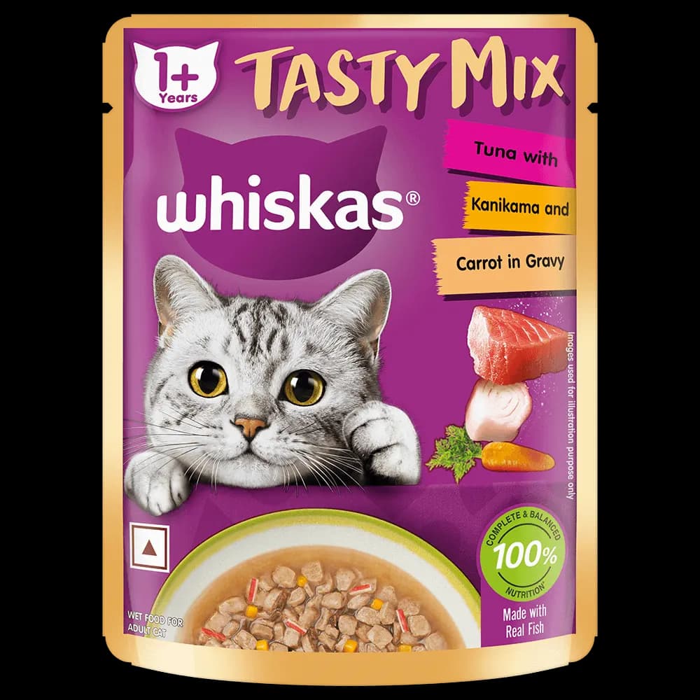 Whiskas Tasty Mix Tuna with Kanikama and Carrot in Gravy