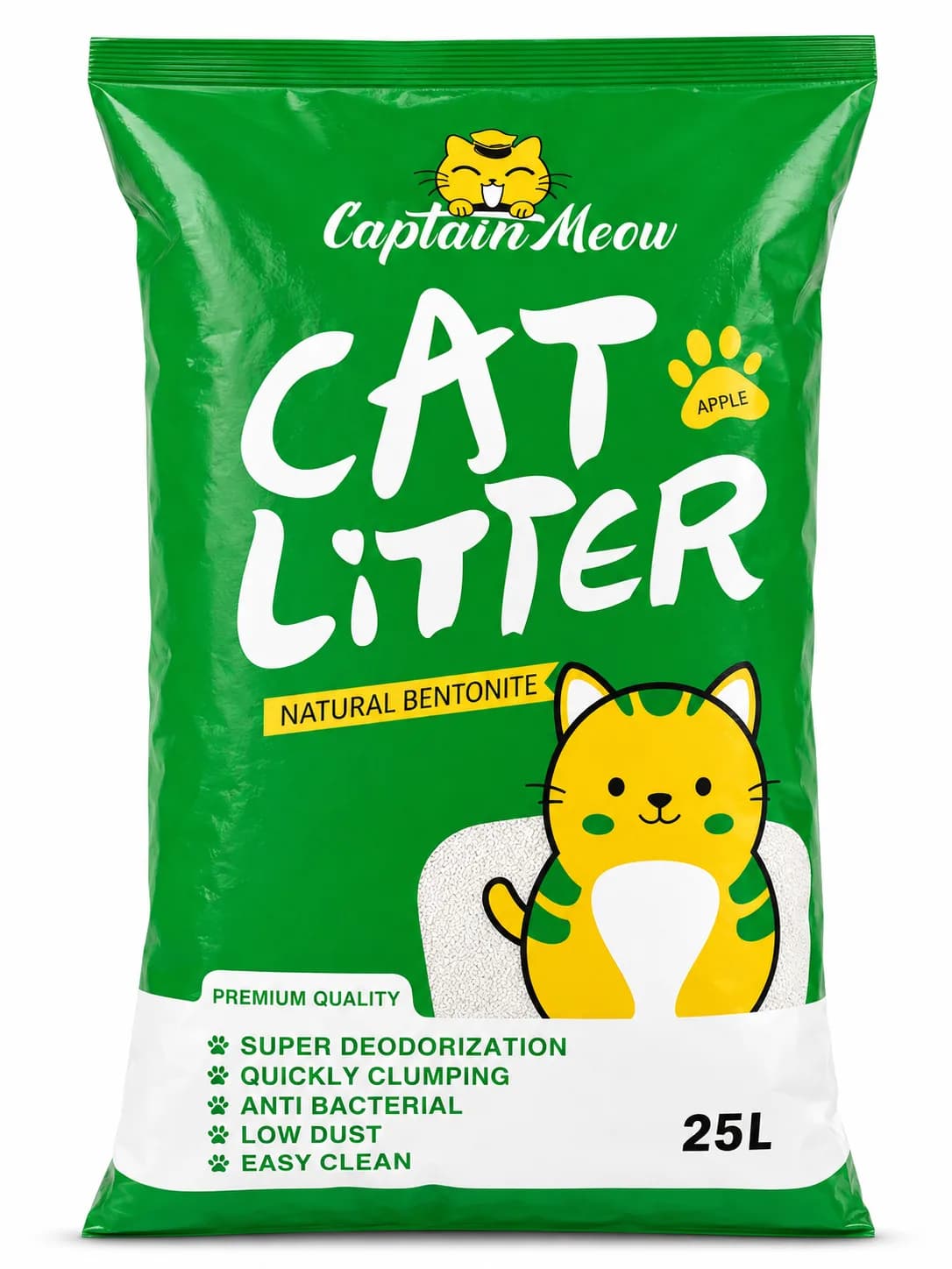Captin Meow Bentonite Cat Litter Lemon Flavor 25Litter (20Kg)