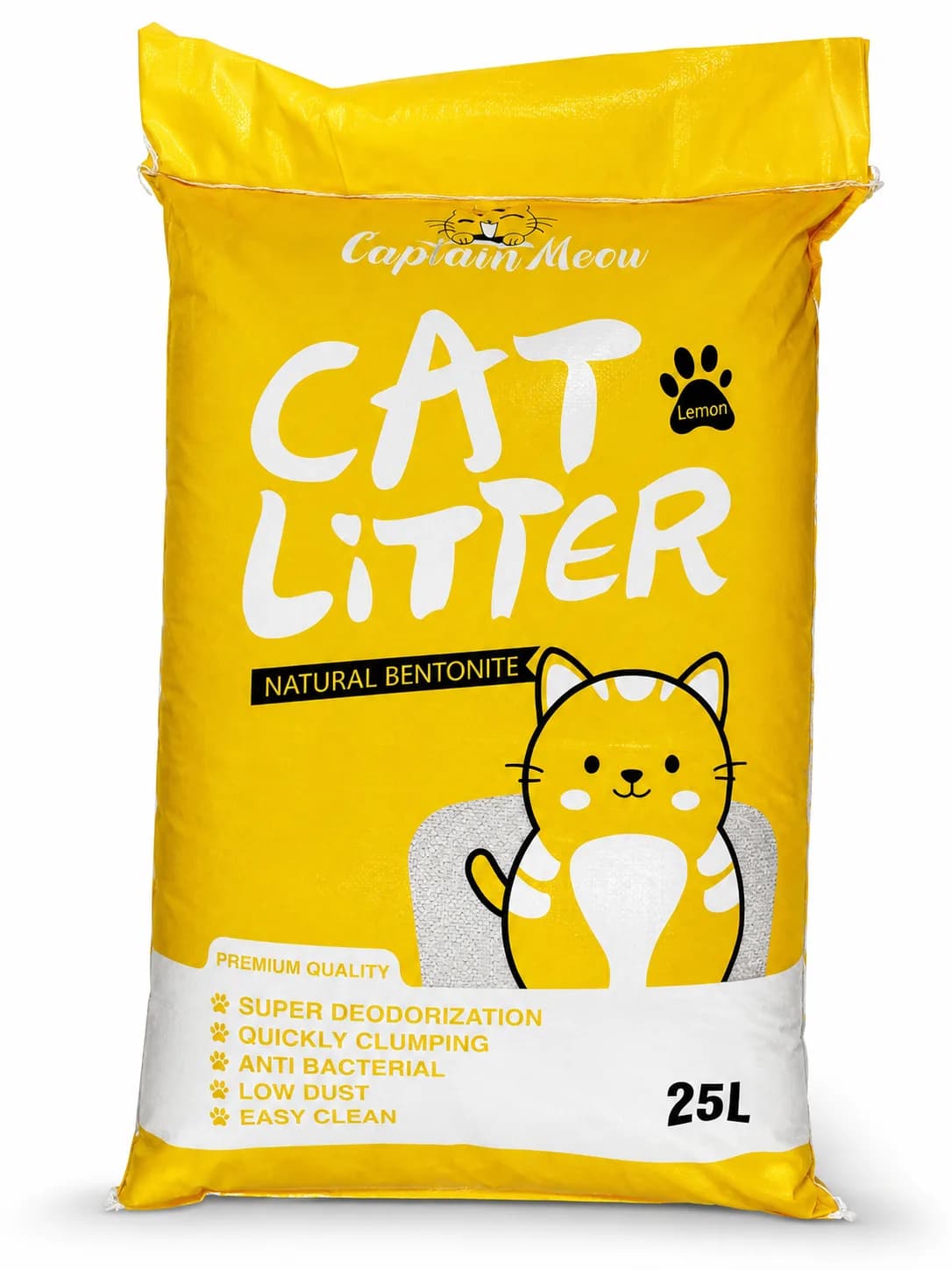 Captin Meow Bentonite Cat Litter Lemon Flavor 25Litter (20Kg)