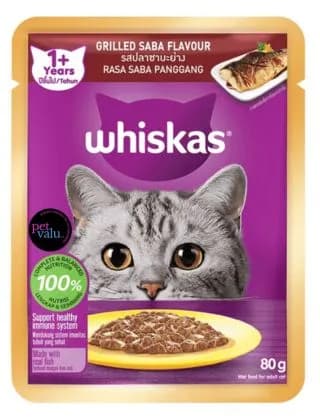 WHISKAS  CAT POUCH GRILLED SABA 80gm