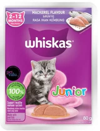 WHISKAS  CAT POUCH KITTEN MACKEREL FLAVOR 80gm