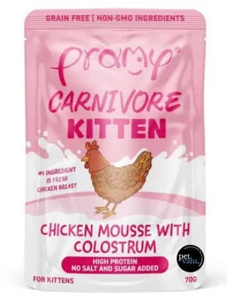 Pramy Cat Pouch Carnivore Kitten Chicken Mousse with Colostrum 70gm