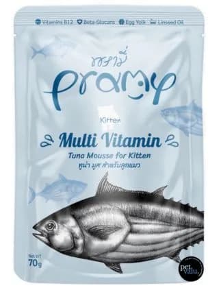 Pramy Cat Pouch MULTIVITAMIN - Tuna Mousse For Kitten Cat 70gm