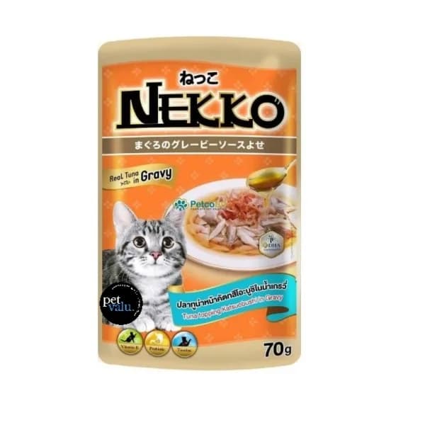 Nekko Cat Pouch Food - Tuna Topping Katsuobushi in Gravy 70gm