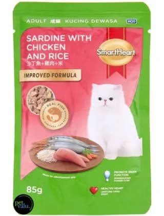 SMARTHEART CAT POUCH SARDINE WITH CHICKEN & RICE 85gm