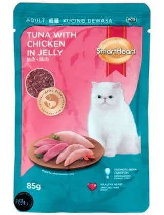 SMARTHEART CAT POUCH TUNA WITH CHICKEN IN JELLY 85gm