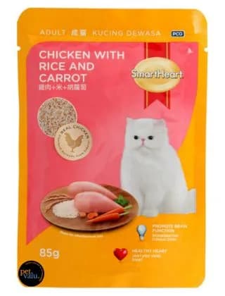 SMARTHEART CAT POUCH CHICKEN & RICE WITH CARROT 85gm