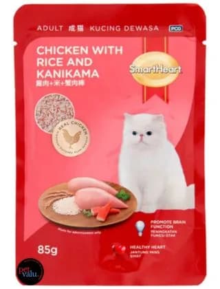 SMARTHEART CAT POUCH CHICKEN & RICE WITH KANIKAMA 85gm