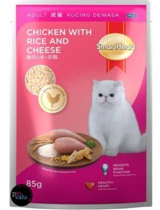 SMARTHEART CAT POUCH CHICKEN & RICE WITH CHEESE 85gm