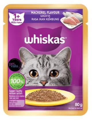 WHISKAS CAT POUCH MACKEREL FLAVOR 80gm