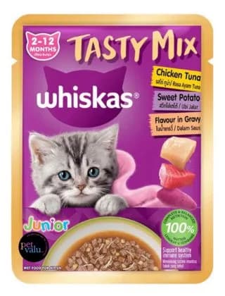 TASTY MIX CAT KITEN GRAVY POUCH CHICKEN, TUNA, SWEET POTATO 70g