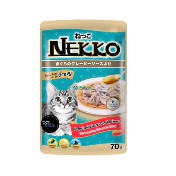 Nekko Cat Pouch Food - Tuna Topping Shirasu in Gravy 70gm | Cat Wet Food