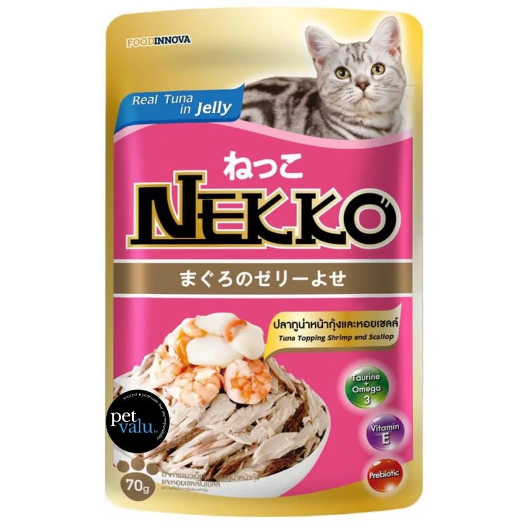 Nekko Pouch Tuna Topping Shrimp and Scallop in Gravy 70gm